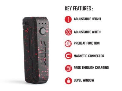 Wulf Uni Adjustable Oil Cartridge Vaporizer Black w/Red Spatter