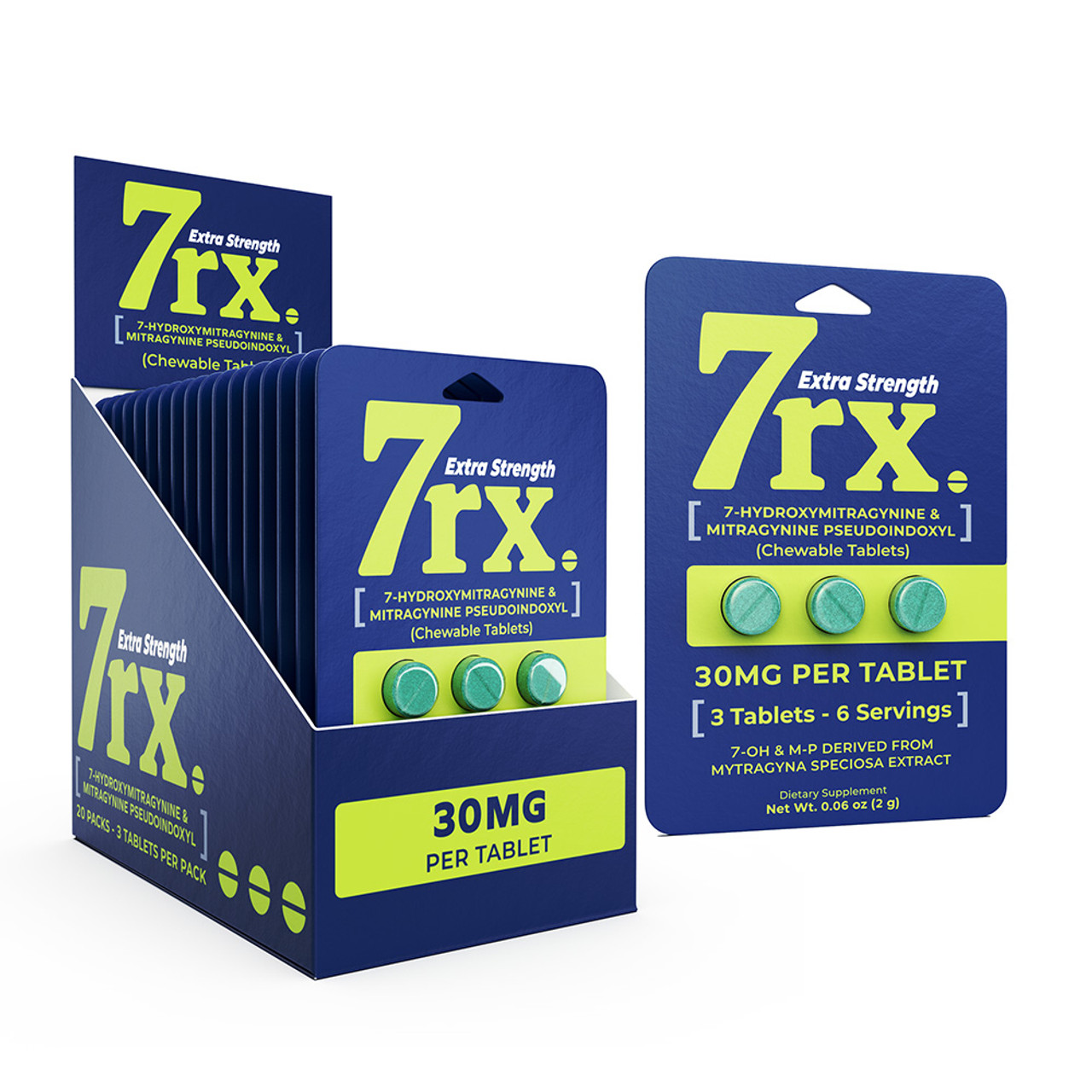 7rx Extra Strength 7 Hydroxy + Psuedoindoxyl Chewable Tablets (30MG)