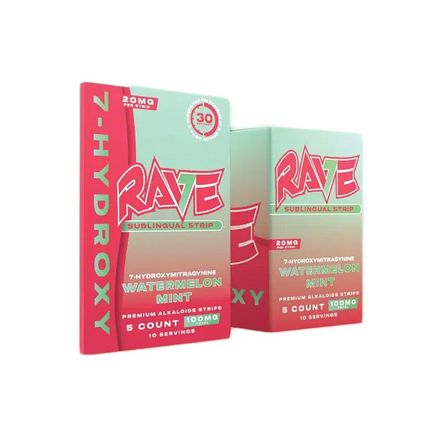Rave Kratom 7 Hydroxy Premium Alkaloids Sublingual Strips (100MG) 5ct